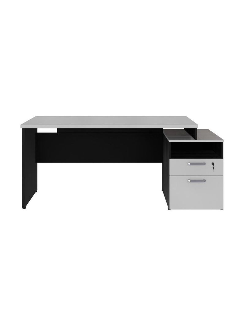 Escrivaninha Mesa De Escritório 172cm 2 Gavetas Multimóveis Cr25309 Cinza Preto