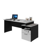 Escrivaninha Mesa De Escritório 172cm 2 Gavetas Multimóveis Cr25309 Cinza Preto