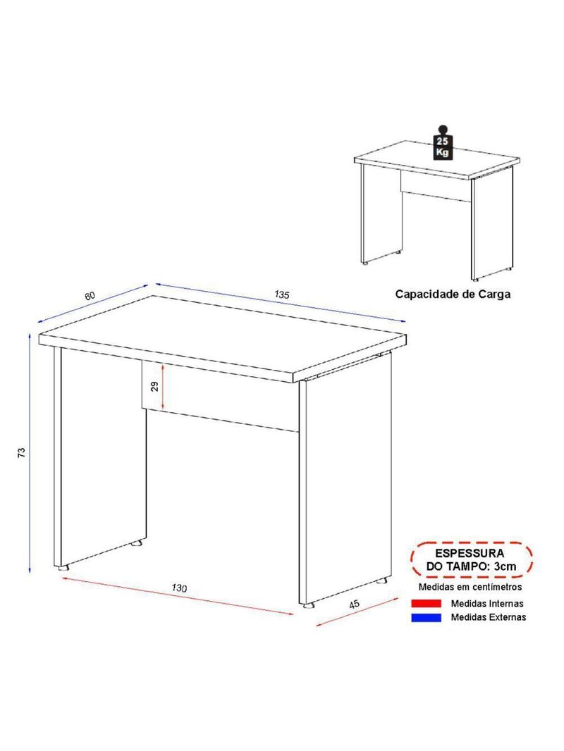 Escrivaninha Mesa De Escritório 135cm Multimóveis Cr25315 Sevilha Preto