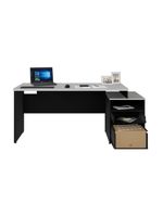 Escrivaninha Mesa De Escritório 172cm 2 Gavetas Multimóveis Cr25309 Cinza Preto