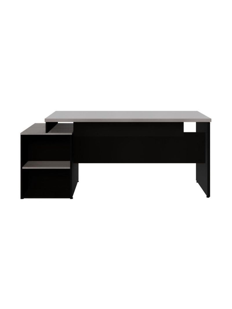 Escrivaninha Mesa De Escritório 172cm 2 Gavetas Multimóveis Cr25309 Cinza Preto