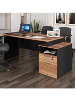 Escrivaninha Mesa De Escritório 172cm 2 Gavetas Multimóveis Cr25309 Sevilha Preto