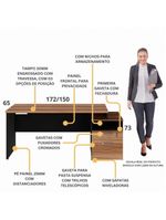 Escrivaninha Mesa De Escritório 172cm 2 Gavetas Multimóveis Cr25309 Sevilha Preto