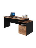 Escrivaninha Mesa De Escritório 172cm 2 Gavetas Multimóveis Cr25309 Sevilha Preto