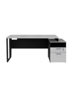 Escrivaninha Mesa De Escritório 172cm 2 Gavetas Multimóveis Cr25310 Cinza Preto