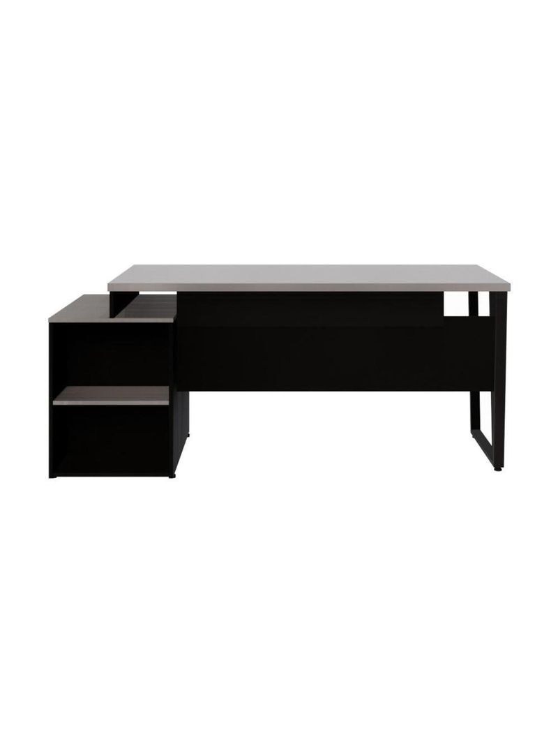 Escrivaninha Mesa De Escritório 172cm 2 Gavetas Multimóveis Cr25310 Cinza Preto