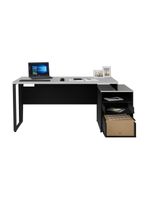 Escrivaninha Mesa De Escritório 172cm 2 Gavetas Multimóveis Cr25310 Cinza Preto
