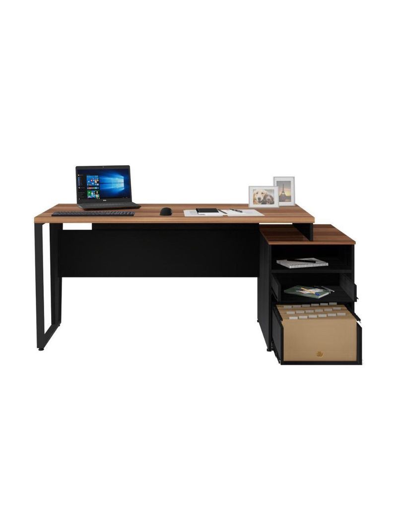 Escrivaninha Mesa De Escritório 172cm 2 Gavetas Multimóveis Cr25310 Sevilha Preto