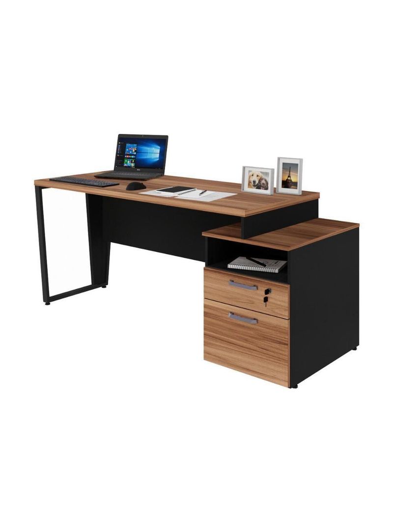 Escrivaninha Mesa De Escritório 172cm 2 Gavetas Multimóveis Cr25310 Sevilha Preto