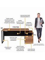 Escrivaninha Mesa De Escritório 172cm 2 Gavetas Multimóveis Cr25310 Sevilha Preto