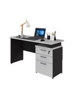 Escrivaninha Mesa Escritório 135cm 3 Gavetas Multimóveis Cr25313 Cinza Preto