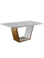 Mesa Para Sala Jantar Luna 220 Mobillare Off White/Imbuia
