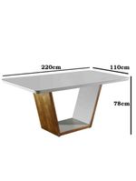 Mesa Para Sala Jantar Luna 220 Mobillare Off White/Imbuia