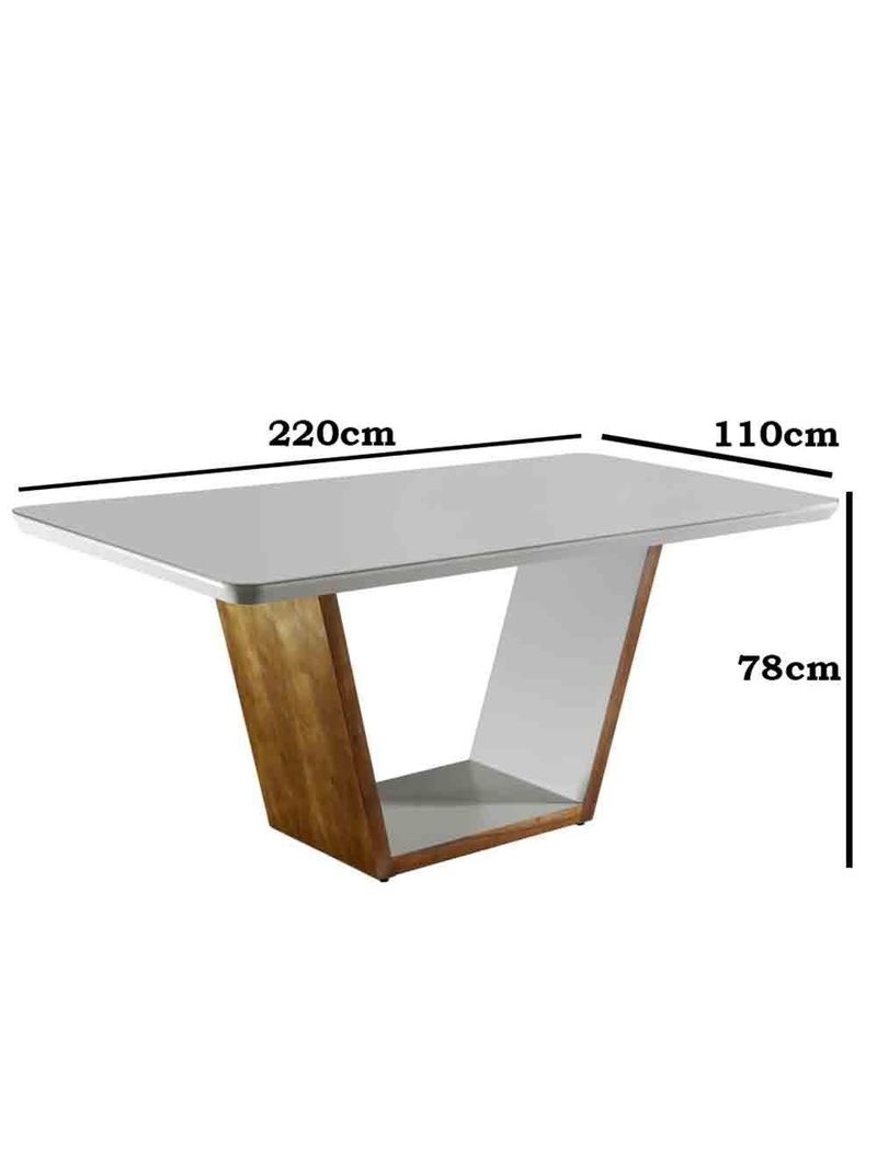 Mesa Para Sala Jantar Luna 220 Mobillare Off White/Imbuia