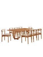 Sala De Jantar Mesa Flora 240cm Tampo Laminado 8 Cad Noronha Quartzo/imbuia Nat/cinam Imbuia
