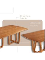 Sala De Jantar Mesa Flora 240cm Tampo Laminado 8 Cad Noronha Quartzo/imbuia Nat/cinam Imbuia