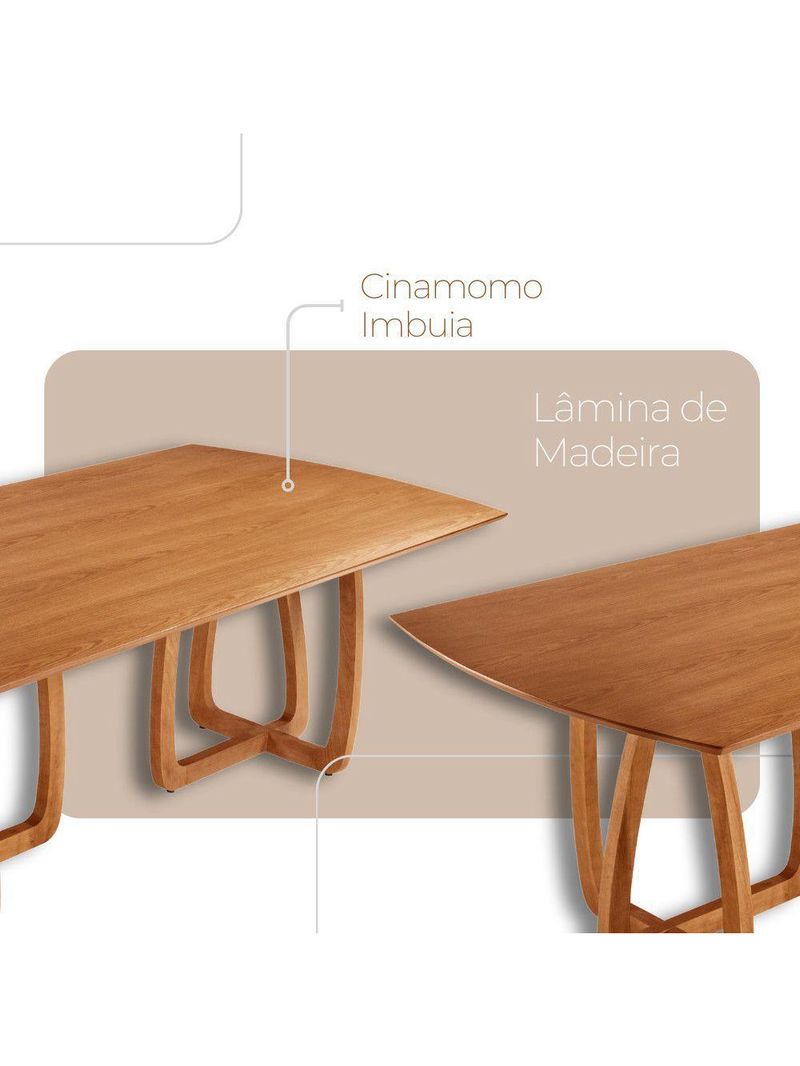 Sala De Jantar Mesa Flora 240cm Tampo Laminado 8 Cad Noronha Quartzo/imbuia Nat/cinam Imbuia
