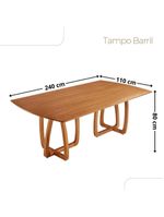 Sala De Jantar Mesa Flora 240cm Tampo Laminado 8 Cad Noronha Quartzo/imbuia Nat/cinam Imbuia