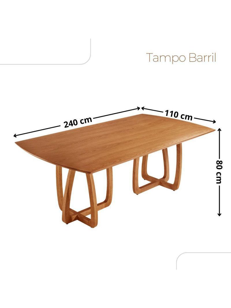 Sala De Jantar Mesa Flora 240cm Tampo Laminado 8 Cad Noronha Quartzo/imbuia Nat/cinam Imbuia