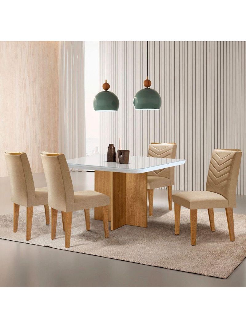 Sala De Jantar Mesa 90cm Olímpia Cadeira Liz Moderna  Turim 07/off//serig Off Com Vidro