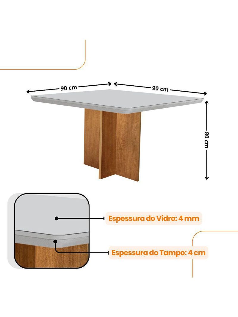 Sala De Jantar Mesa 90cm Olímpia Cadeira Liz Moderna  Turim 07/off//serig Off Com Vidro