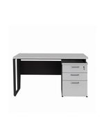 Escrivaninha Mesa Escritório 135cm 3 Gavetas Multimóveis Cr25321 Cinza Preto