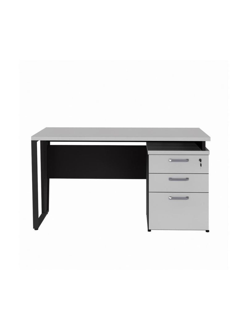 Escrivaninha Mesa Escritório 135cm 3 Gavetas Multimóveis Cr25321 Cinza Preto