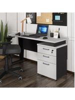 Escrivaninha Mesa Escritório 135cm 3 Gavetas Multimóveis Cr25321 Cinza Preto