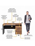 Escrivaninha Mesa Escritório 135cm 3 Gavetas Multimóveis Cr25321 Sevilha Preto