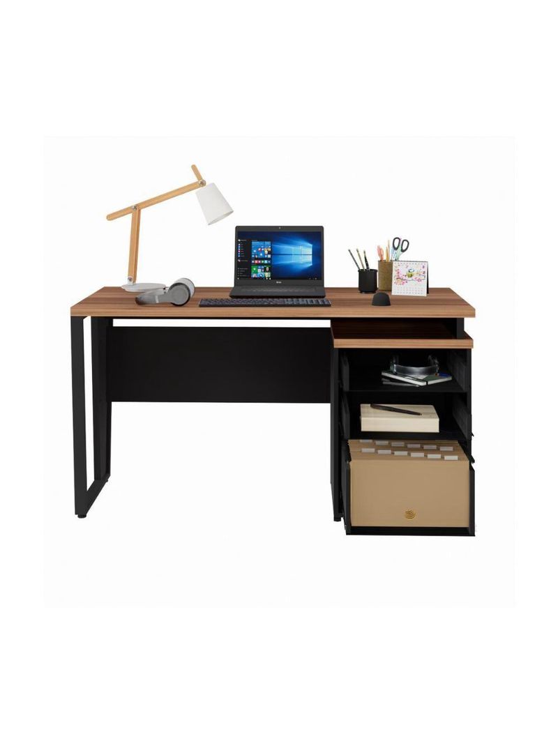 Escrivaninha Mesa Escritório 135cm 3 Gavetas Multimóveis Cr25321 Sevilha Preto
