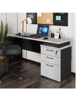 Escrivaninha Mesa Escritório 150cm 3 Gavetas Multimóveis Cr25316 Cinza Preto