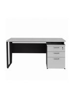 Escrivaninha Mesa Escritório 150cm 3 Gavetas Multimóveis Cr25322 Cinza Preto