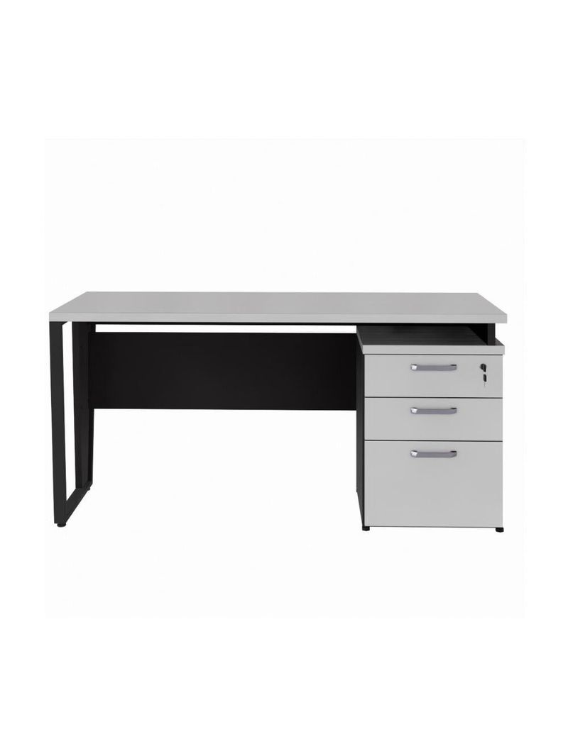 Escrivaninha Mesa Escritório 150cm 3 Gavetas Multimóveis Cr25322 Cinza Preto
