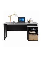 Escrivaninha Mesa Escritório 150cm 3 Gavetas Multimóveis Cr25322 Cinza Preto