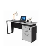 Escrivaninha Mesa Escritório 150cm 3 Gavetas Multimóveis Cr25322 Cinza Preto
