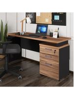 Escrivaninha Mesa Escritório 150cm 3 Gavetas Multimóveis Cr25316 Sevilha Preto