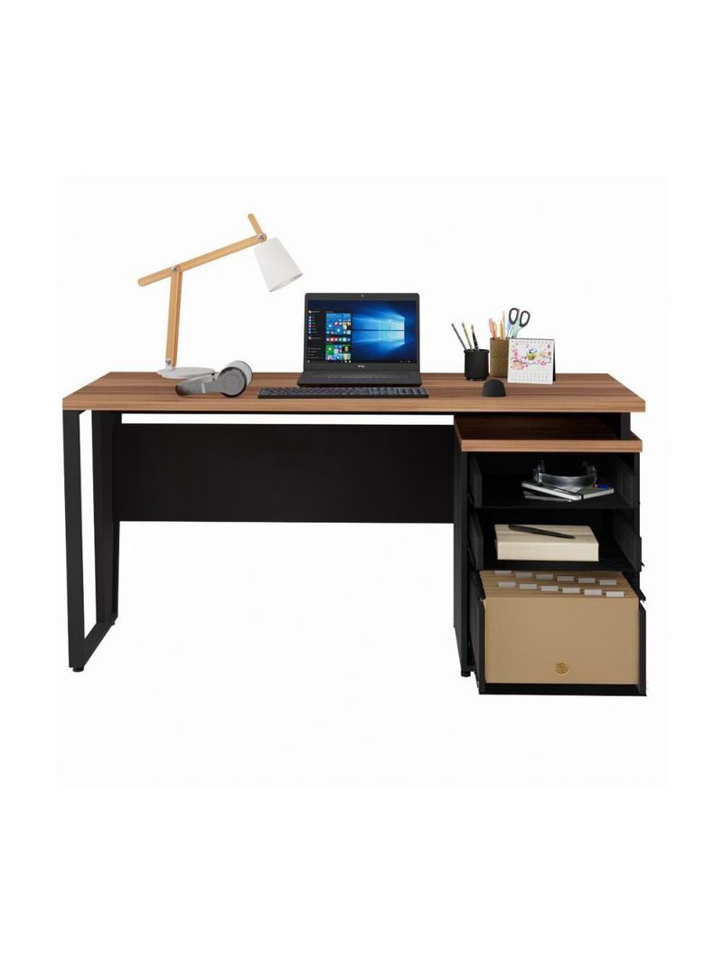 Escrivaninha Mesa Escritório 150cm 3 Gavetas Multimóveis Cr25322 Sevilha Preto