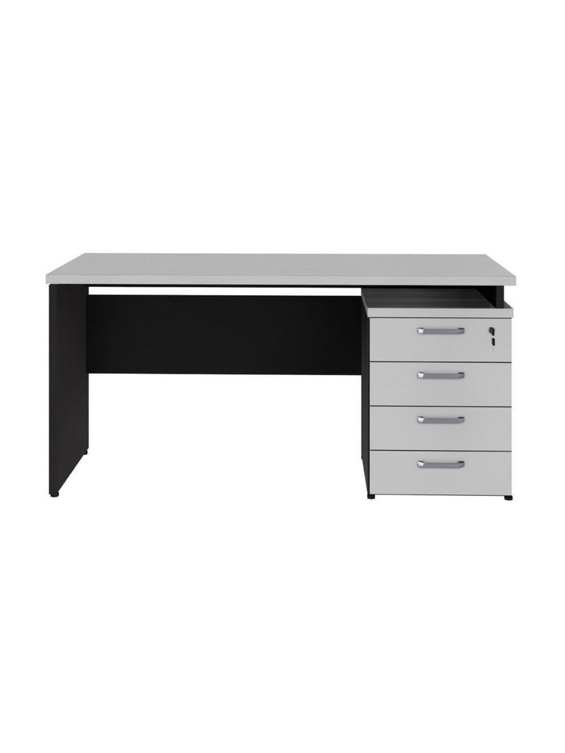 Escrivaninha Mesa Escritório 150cm 4 Gavetas Multimóveis Cr25317 Cinza Preto