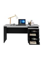 Escrivaninha Mesa Escritório 150cm 4 Gavetas Multimóveis Cr25317 Cinza Preto