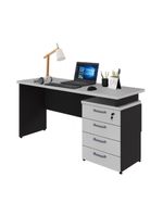 Escrivaninha Mesa Escritório 150cm 4 Gavetas Multimóveis Cr25317 Cinza Preto