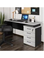 Escrivaninha Mesa Escritório 150cm 4 Gavetas Multimóveis Cr25317 Cinza Preto