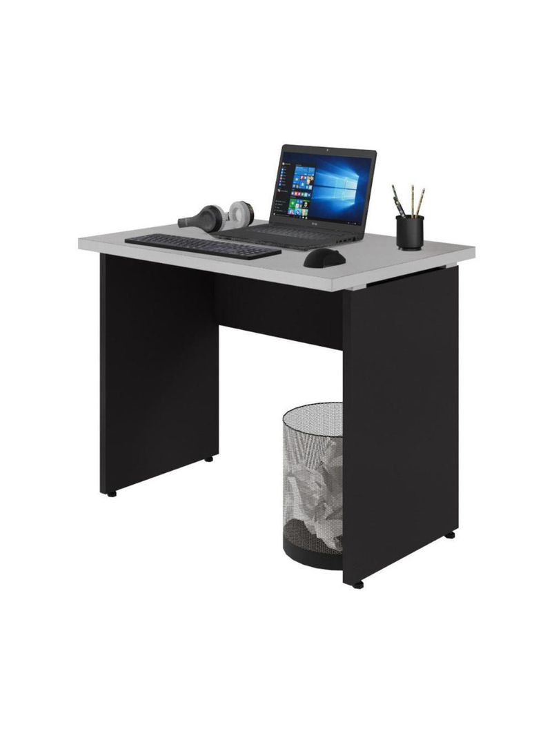 Escrivaninha Mesa Escritório 90cm Multimóveis Cr25319 Cinza Preto