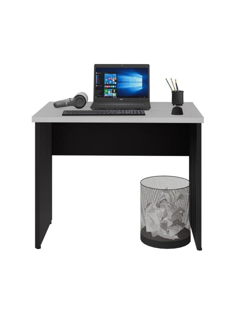 Escrivaninha Mesa Escritório 90cm Multimóveis Cr25319 Cinza Preto