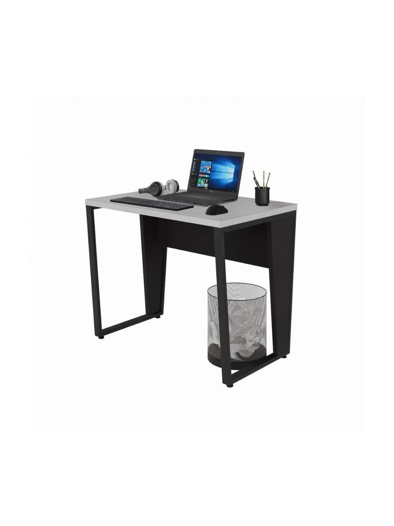 Escrivaninha Mesa Escritório 90cm Multimóveis Cr25326 Cinza Preto