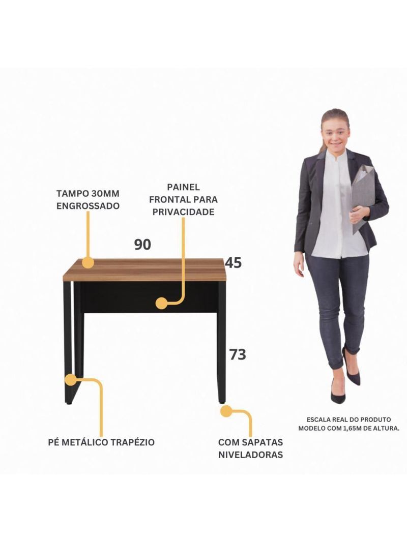 Escrivaninha Mesa Escritório 90cm Multimóveis Cr25326 Sevilha Preto