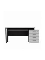 Escrivaninha Mesa Escritório Extensível 135cm 4 Gavetas Multimóveis Cr25324 Cinza Preto