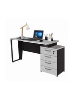 Escrivaninha Mesa Escritório Extensível 135cm 4 Gavetas Multimóveis Cr25324 Cinza Preto