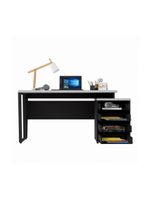 Escrivaninha Mesa Escritório Extensível 135cm 4 Gavetas Multimóveis Cr25324 Cinza Preto
