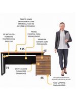 Escrivaninha Mesa Escritório Extensível 135cm 4 Gavetas Multimóveis Cr25324 Sevilha Preto