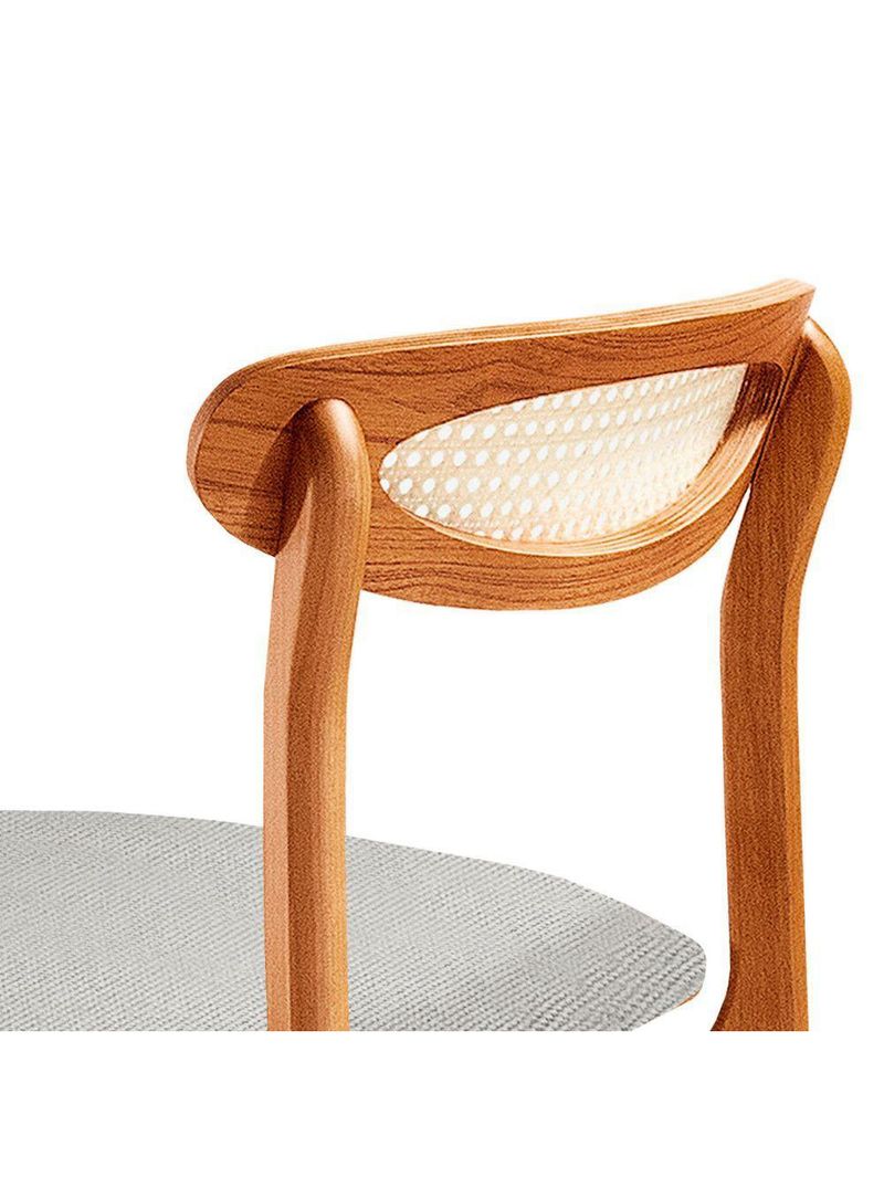 Conjunto 2 Cadeira De Jantar Noronha Premium Moderna Mobília Quartzo/imbuia Natural